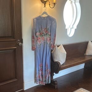 Zimmermann Blue Floral Long Sleeve Dress